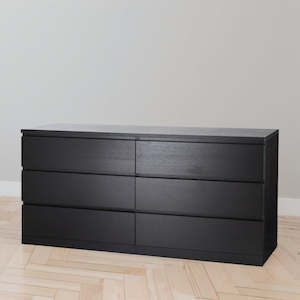 Furniture: IKEA MALM Chest of 6 drawers, black-brown, 160x78 cm