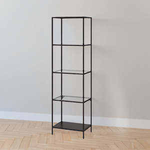 IKEA VITTSJO Shelving unit, black-brown/glass, 51x175 cm