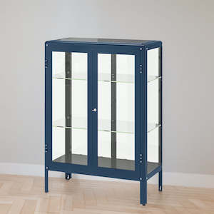 Furniture: IKEA FABRIKOR Glass-door cabinet, black-blue, 81x113 cm