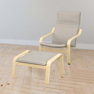 IKEA POANG Armchair and footstool, birch veneer/Knisa light beige