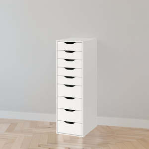 IKEA ALEX Drawer unit with 9 drawers, white, 36x116 cm