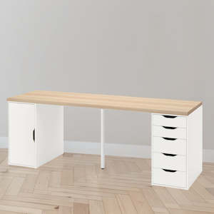 IKEA LAGKAPTEN / ALEX Desk, 200x60 cm, oak/white drawer/storage