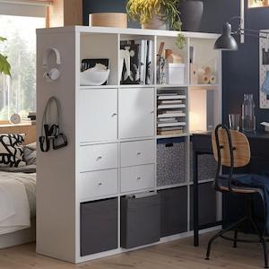 Furniture: IKEA KALLAX Shelving with 2 doors/2 drawers, white, 147x147 cm