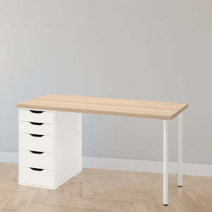 IKEA LAGKAPTEN / ALEX Desk, 140x60 cm, oak/white