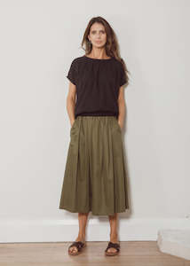 Gift: Dalston Sapphire Skirt - Olive Sateen