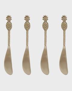 Madras Link Pineapple Brass Spreaders - Set of 4