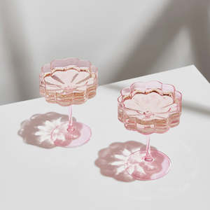 Fazeek Wave Coupe Glass Set of 2 - Pink