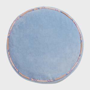 Sage and Clare Castilo Round Velvet Cushion - Blue Jean