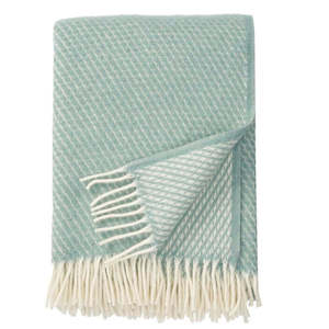 Gift: Klippan Velvet Lattice Wool Blanket - Duck Egg Blue