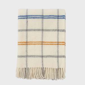 Klippan Tartan Lambswool Throw - White/Yellow/Blue