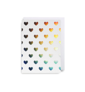 Greeting Card - Silver Hearts on White