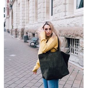 COTERIE Large Suede Tote - Black