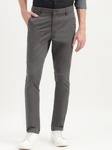 Bottom Wear [Men] - GoodWishBox: UCB Men Cotton Slim Fit Chinos Trousers Cropped Gray - GoodWishBox