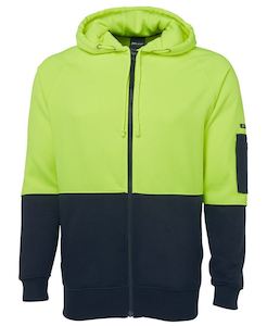 6HVH Hi Vis Full Zip Fleecy Hoodie