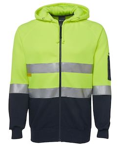 6DNH Hi Vis (D+N) Full Zip Fleecy Hoodie