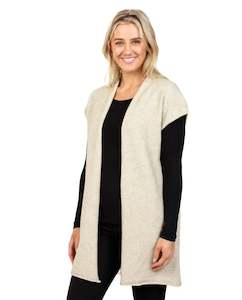 Natural Women's Long Vest in Possum Merino - NB890