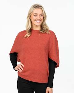 Tunic: Rosewood Poncho Tunic in Possum Merino Wool - NB868