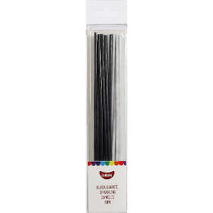 GoBake Candles - Sparkling Black/White - 12cm (pack of 18)