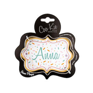 Cake: Coo Kie Name Plaque Cookie Cutter