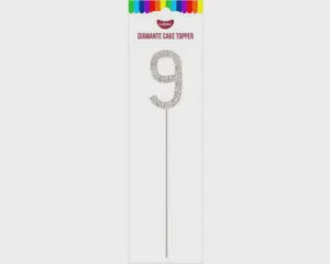 Diamante Cake Topper (Silver) - Number 9