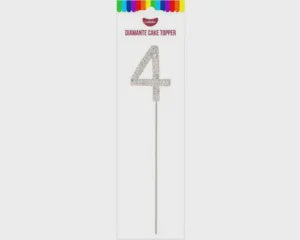 Diamante Cake Topper (Silver) - Number 4