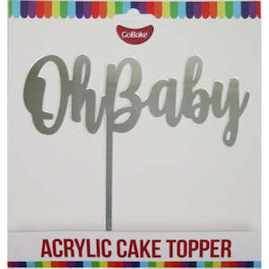 Cake: Cake Topper - Oh Baby (Silver Acrylic)