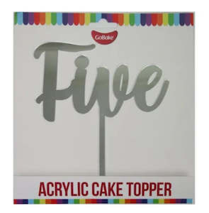 Cake: Cake Topper - Five (Silver Acrylic)