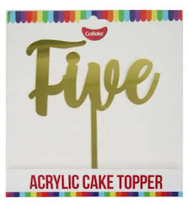 Cake Topper - Five (Gold Acrylic)