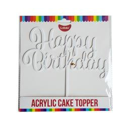 Cake: Cake Topper - Happy Birthday (White Acrylic)