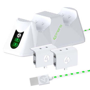 Computer peripherals: 4Gamers Xbox Series X/S SX-C100 Twin Charging Dock (White) (Xbox Series X, Xbox One)