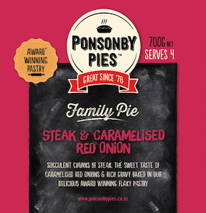 Steak and Caramelised Red Onion Family Pie 700g x 6 Gourmet Foods