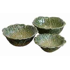 Cabbage Leaf Bowls Set Of 3