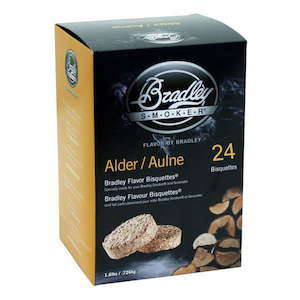 Products: Bradley Smoker Alder Bisquettes 24 Pack - Gourmet Innovations NZ