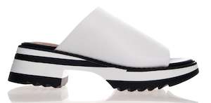 Shoe: Alfie & Evie Loop White Leather Slide