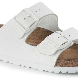 Birkenstock Arizona Natural Leather White Slide Narrow