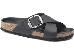 Birkenstock Siena Big Buckle Leather Black Slide