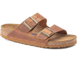 Birkenstock Arizona Oiled Leather SFB Cognac Slide