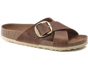 Birkenstock Siena Big Buckle Leather Cognac Slide