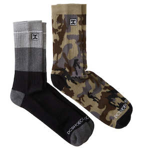 DC Crew Black Camo 2PK Socks