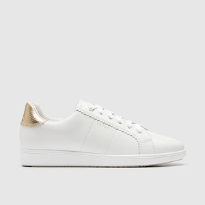 Frankie4 Jackie IV White/Gold Leather Sneakers