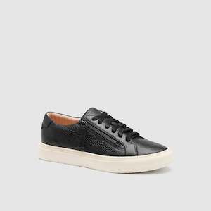 Frankie4 Billie Black Reptile Emboss Leather Sneaker