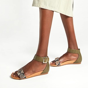 Frankie4 Megan Sandal Olive Snake