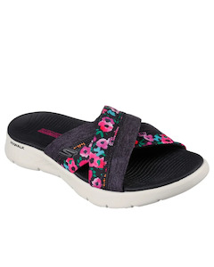 Skechers Go Walk Flex Slide Blossoms Black Multi