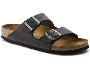 Birkenstock Arizona Oiled Leather Black Narrow Slide