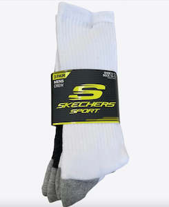 Shoe: Skechers Socks 3PK Crew WHT/GRY/BLK