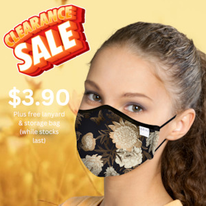 Reusable Fabric  Face Mask - with nose wire, Filter Pocket and two 2.5 Filters -…