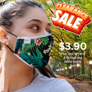 Reusable Face Mask- Fabric with Filter Pocket and two 2.5 Filters- Tropical Flower