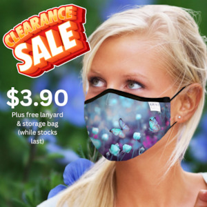 Reusable Fabric Face Mask - with nose wire, Filter Pocket and two 2.5 Filters- B…