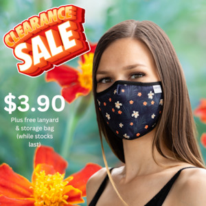 Reusable Fabric  Face Mask - with nose wire, Filter Pocket and two 2.5 Filters- …