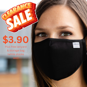 Reusable Fabric  Face Mask - with nose wire, Filter Pocket and two 2.5 Filters- Black